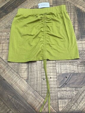 green ruched drawstring mini skirt from the brand Cider size medium